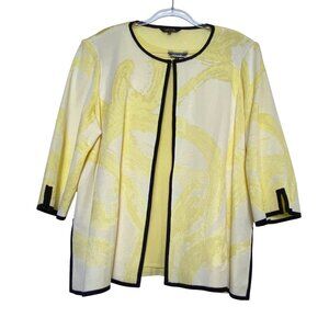 Misook 1X Yellow Black Open Front Jacket Set Sleeveless Tank Set Classic Luxury